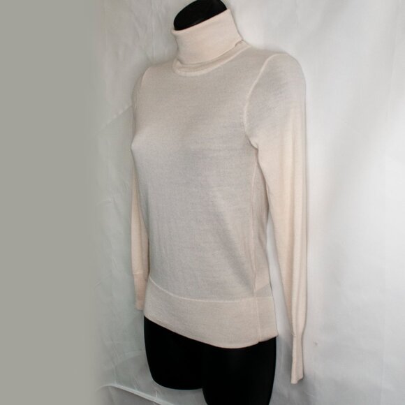 J Crew Wool Blend Turtleneck Sweater Womens XS Cream Pullover Top Neutral DD10X - Picture 3 of 6